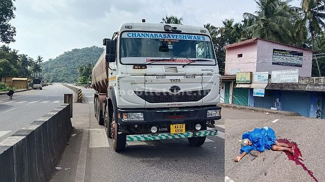 A lorry wheel that has been mounted on both legs!