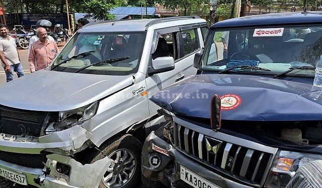 Police jeep hits jeep Airbag saves life!