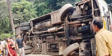 Bus overturns This is the last trip for that student!