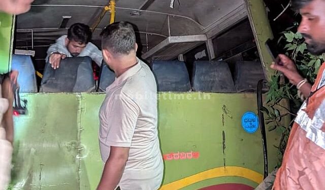 Car collision Bus falls into ditch!