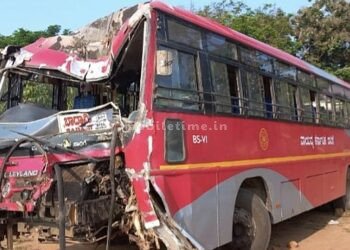 Dharmasthala bus left the road and fell into a ditch!