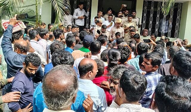 Death of areca trees Encroachers lay siege to the forest office!