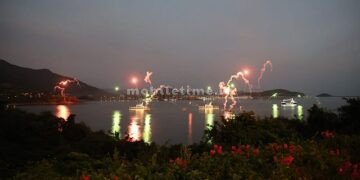 Fireworks explode at the naval base!