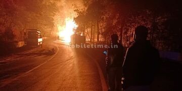 A tanker caught fire on the highway!