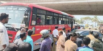 A soldiers car hit a government bus!