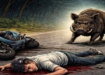 Biker killed in front of pig!