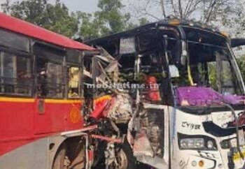 Collision between buses More than 40 people injured