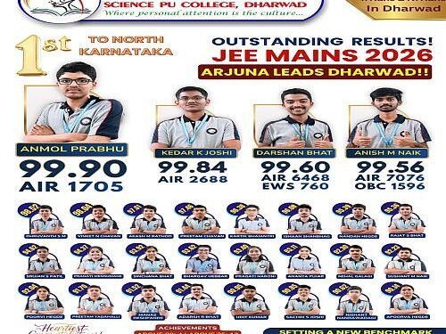 JEE Exam Arjuna College First for North Karnataka!