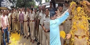 ಭಾವನಾತ್ಮಕ ಬೀಳ್ಕೊಡುಗೆ: ಜನಸ್ನೇಹಿ ಅಧಿಕಾರಿಗೆ ಪುಷ್ಪ ಮಳೆ!