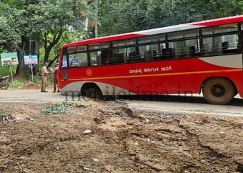 Government bus stuck in a ditch!