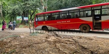Government bus stuck in a ditch!
