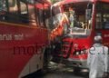 A bus hit a bus!