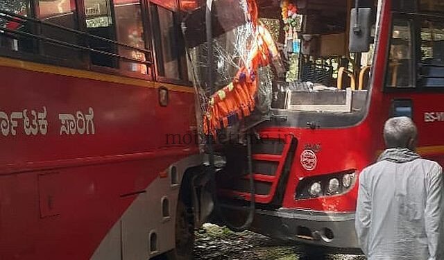 A bus hit a bus!