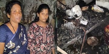 Joida Poor man's house gutted by fire Family continues to live in the charred remains!