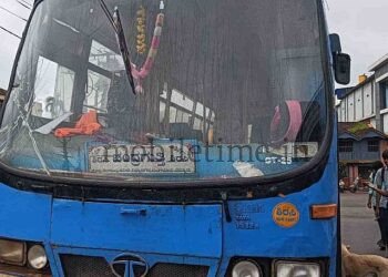 Sirsi Government bus faces a dangerous situation!