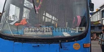 Sirsi Government bus faces a dangerous situation!